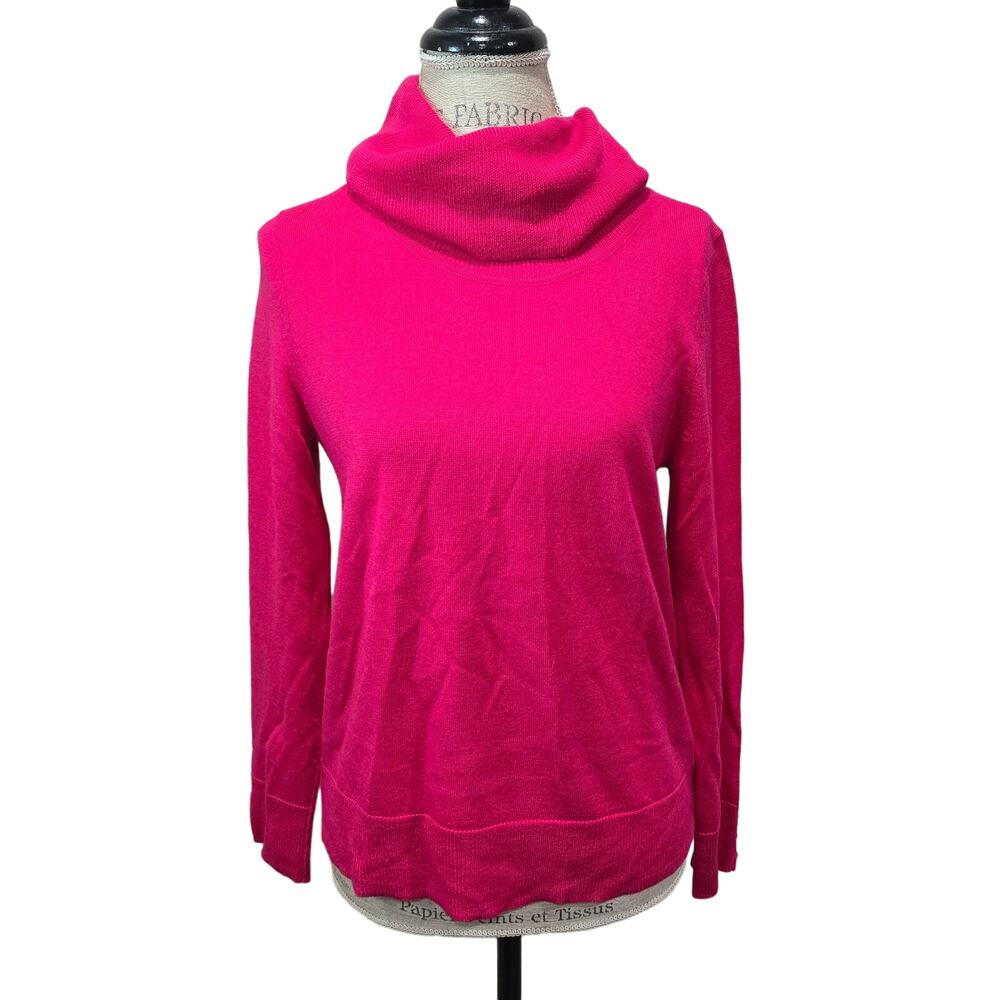 Talbots Petites Pink Pure Merino Wool Cowl Turtleneck Women's Sweater Shirt Top